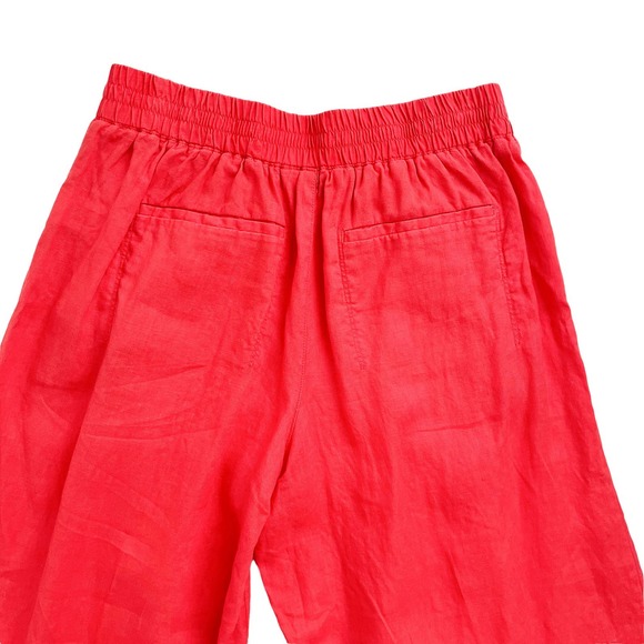 Athleta Linen Wide Leg High Rise Elastic Waist Crop Pants Women Size 8Tall - Picture 8 of 16
